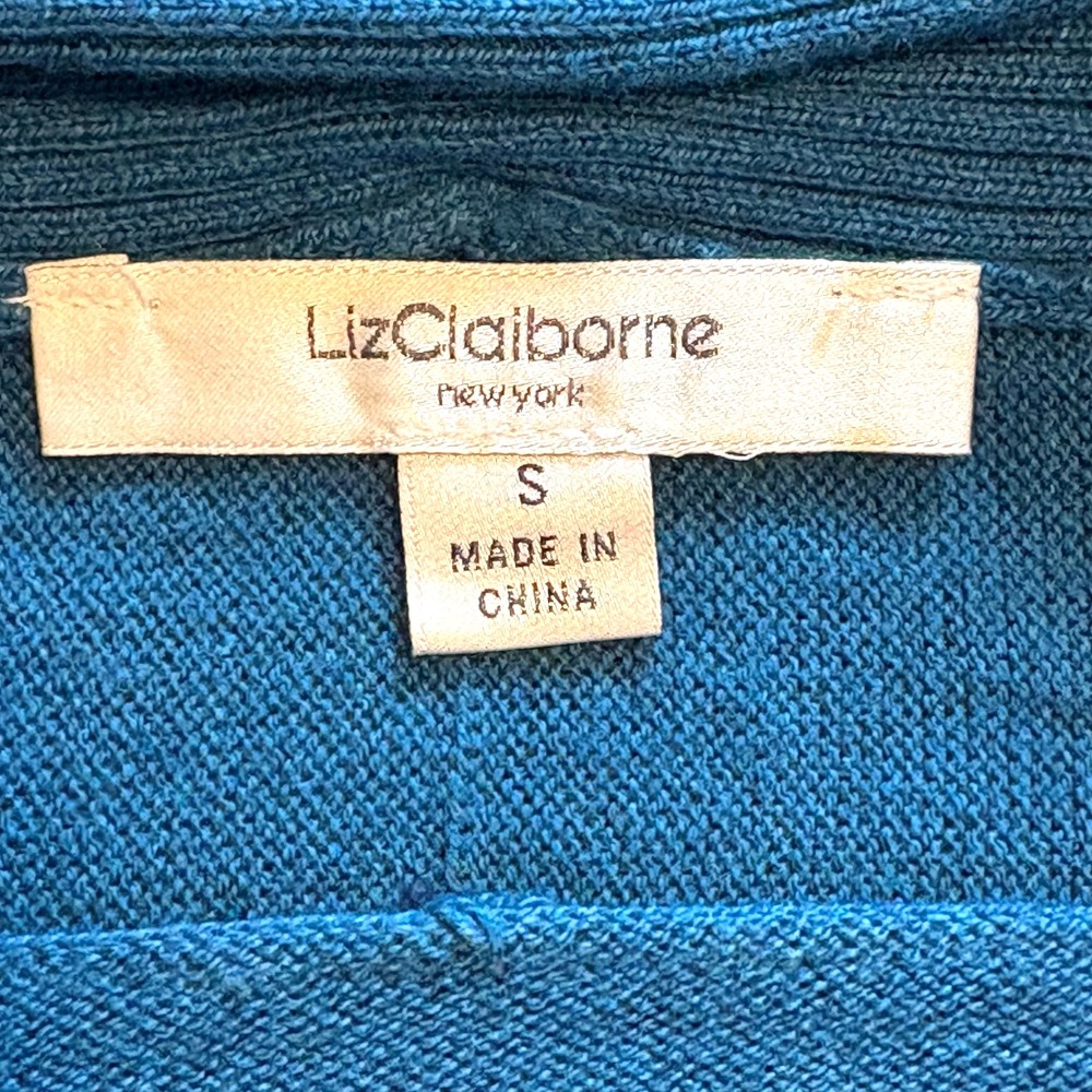 Liz Claiborne Women's Open Cardigan Teal Blue Size Small - Picture 3 of 4